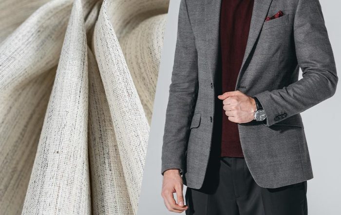Horse hair canvas uses natural horsehair fibers to provide durable structure and natural shaping in tailored garments.
